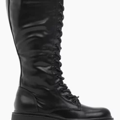 Ολοκαίνουργιο 🌟 The Fashion Project Μπότες με κορδόνια και φερμουάρ - Μαύρο ✔️