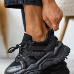 Προώθηση 😍 The Fashion Project 👟 Sneakers Chunky σε συνδυασμούς υλικών - Μαύρο ✔️