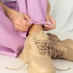 Προϋπολογισμός 💯 The Fashion Project 👟 Sneakers Chunky με ύφασμα - Πούρο ✔️ -Sneakers Κατάστημα athlitika me ufasma kai chunky sola 100038 xa76