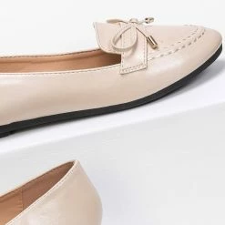 Ολοκαίνουργιο 💯 The Fashion Project Μπαλαρίνες Basic με διπλή ραφή - Μπεζ 🔔 -Sneakers Κατάστημα basic mokasinia me dipli rafi 86100 du77