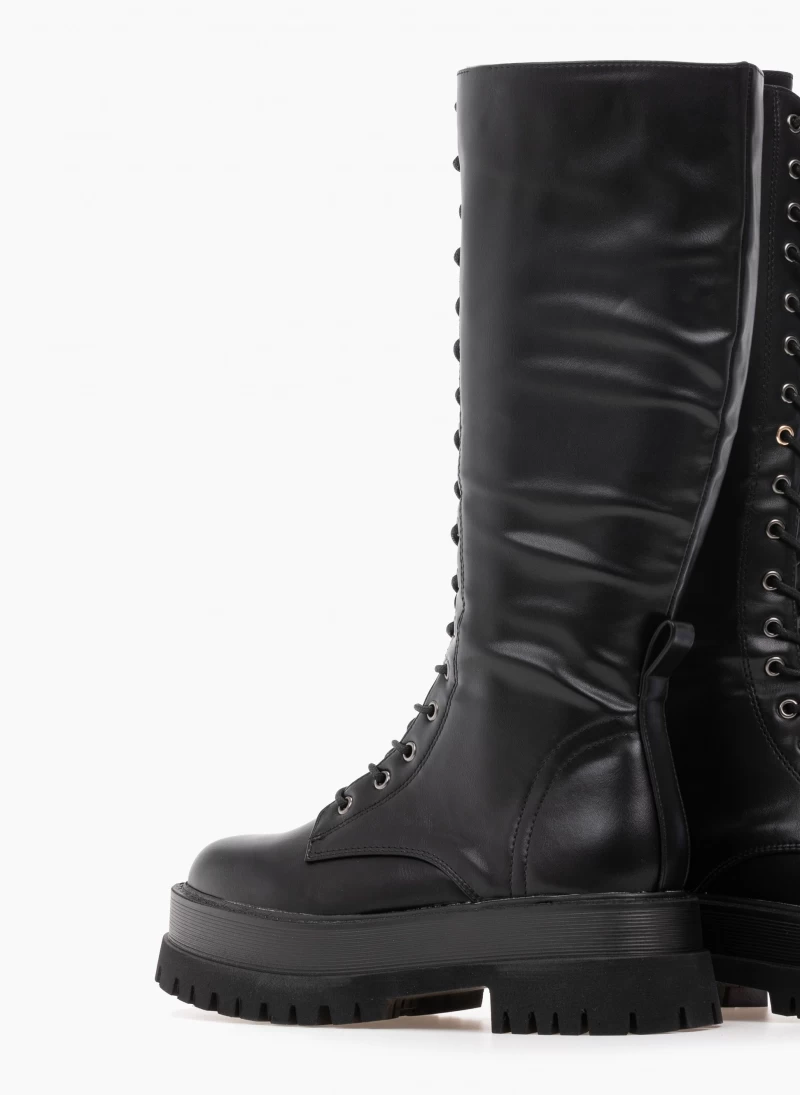 Συμφωνίες 🛒 The Fashion Project Μπότες με κορδόνια και διπλή σόλα - Μαύρο 🎁 8 Συμφωνίες 🛒 The Fashion Project Μπότες με κορδόνια και διπλή σόλα - Μαύρο 🎁 - Image 6