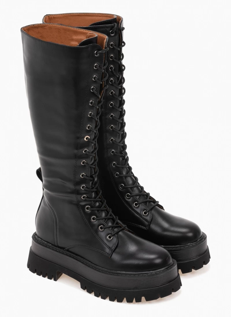 Συμφωνίες 🛒 The Fashion Project Μπότες με κορδόνια και διπλή σόλα - Μαύρο 🎁 7 Συμφωνίες 🛒 The Fashion Project Μπότες με κορδόνια και διπλή σόλα - Μαύρο 🎁 - Image 5