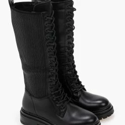 Συμφωνίες 🔔 The Fashion Project Μπότες με κορδόνια και ελαστική γάμπα - Μαύρο ⌛ -Sneakers Κατάστημα combat mpotes me elastiki gampa 97574 nkv1