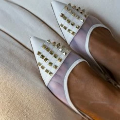 Εκπτωση 🌟 The Fashion Project Μπαλαρίνες ίσιες με διαφάνεια και τρουκς - Λευκό ✔️