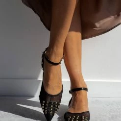 Προώθηση 🥰 The Fashion Project Μπαλαρίνες ίσιες με διαφάνεια και τρουκς - Μαύρο 😀 -Sneakers Κατάστημα goves isies me diafaneia kai trouks 99906 w952