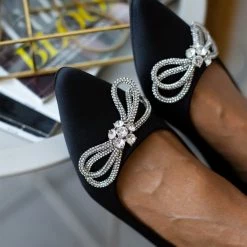 Αγορά 🥰 The Fashion Project Μπαλαρίνες μυτερές σατέν χωρίς τακούνι - Μαύρο 🥰 -Sneakers Κατάστημα goves muteres saten xwris takouni 105922 z4vy