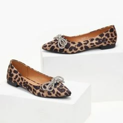 Προώθηση 🔔 The Fashion Project Μπαλαρίνες μυτερές σατέν χωρίς τακούνι - Leopard 🧨 -Sneakers Κατάστημα goves muteres saten xwris takouni 105925 vyvv