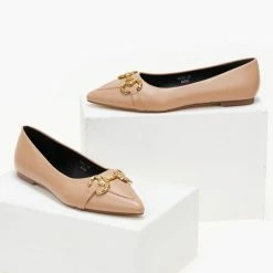 Νέος 💯 The Fashion Project Μπαλαρίνες μυτερές με ραφή - Nude ✔️ -Sneakers Κατάστημα goves muteres xwris takouni me rafi 106648 61p4