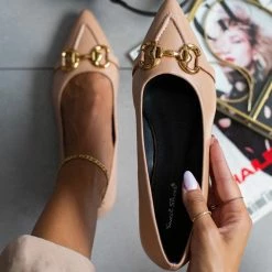 Νέος 💯 The Fashion Project Μπαλαρίνες μυτερές με ραφή - Nude ✔️