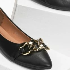 Η καλύτερη συμφωνία ✔️ The Fashion Project Μπαλαρίνες φλατ με αλυσίδα - Μαύρο 🔔 -Sneakers Κατάστημα isia mutera govakia me alusida 95621 2kbd