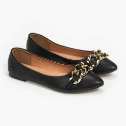 Η καλύτερη συμφωνία ✔️ The Fashion Project Μπαλαρίνες φλατ με αλυσίδα - Μαύρο 🔔 -Sneakers Κατάστημα isia mutera govakia me alusida 95621 5z7p