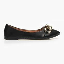 Η καλύτερη συμφωνία ✔️ The Fashion Project Μπαλαρίνες φλατ με αλυσίδα - Μαύρο 🔔 -Sneakers Κατάστημα isia mutera govakia me alusida 95621 i4az