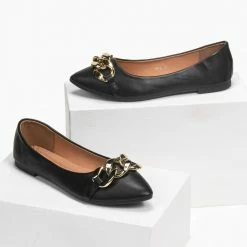 Η καλύτερη συμφωνία ✔️ The Fashion Project Μπαλαρίνες φλατ με αλυσίδα - Μαύρο 🔔 -Sneakers Κατάστημα isia mutera govakia me alusida 95621 i4fr