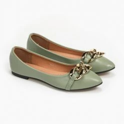 Αγορά 🎉 The Fashion Project Μπαλαρίνες φλατ με αλυσίδα - Μέντα 😀 -Sneakers Κατάστημα isia mutera govakia me alusida 95625 eo60