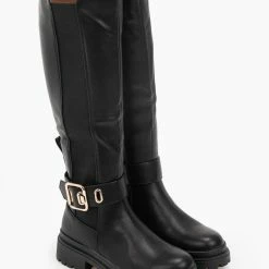 ΧΟΝΔΡΙΚΟ ΕΜΠΟΡΙΟ 🎉 The Fashion Project Μπότες ίσιες με μεγάλο τοκά - Μαύρο ⭐ -Sneakers Κατάστημα isies mpotes me megalo toka 96579 6y58