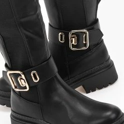 ΧΟΝΔΡΙΚΟ ΕΜΠΟΡΙΟ 🎉 The Fashion Project Μπότες ίσιες με μεγάλο τοκά - Μαύρο ⭐ -Sneakers Κατάστημα isies mpotes me megalo toka 96579 doab