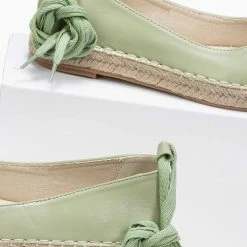 Συμφωνίες 😀 The Fashion Project Μπαλαρίνες Lace Up με σχοίνινη σόλα - Λαχανί ⌛ -Sneakers Κατάστημα lace up mpalarines me sxoinini sola 87329 kksw