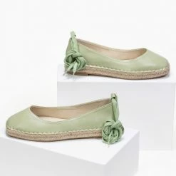 Συμφωνίες 😀 The Fashion Project Μπαλαρίνες Lace Up με σχοίνινη σόλα - Λαχανί ⌛ -Sneakers Κατάστημα lace up mpalarines me sxoinini sola 87329 sfwd