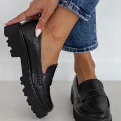 Προϋπολογισμός 🥰 The Fashion Project Loafers Chunky με εξωτερική ραφή - Μαύρο ✨