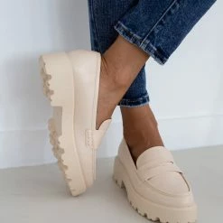 Πολύ καλή προσφορά 👏 The Fashion Project Loafers Chunky με εξωτερική ραφή - Μπεζ 👍 -Sneakers Κατάστημα loafers chunky me ekswteriki rafi 109391 246w