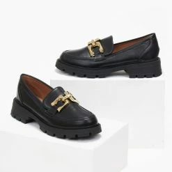 Πολύ καλή προσφορά 🤩 The Fashion Project Loafers Chunky με μεταλλική αγκράφα - Μαύρο 🔥 -Sneakers Κατάστημα loafers chunky me metalliki agkrafa 109067 3t2d
