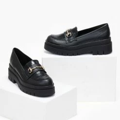 Προώθηση 🛒 Loafers Chunky με Pattern Estil - Μαύρο ✨ -Sneakers Κατάστημα loafers chunky me pattern estil 109300 gnje