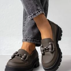 Πολύ καλή προσφορά 😍 The Fashion Project Loafers Chunky σε ματ χρώματα - Λαδί ✔️ -Sneakers Κατάστημα loafers chunky se mat xrwmata 108743 rk6f