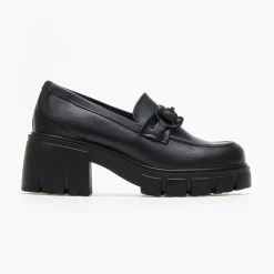 Προϋπολογισμός 🛒 Loafers δερμάτινα με τακούνι Tfp - Μαύρο 🔔