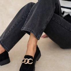 Κουπόνι 🥰 Loafers καστόρι με αλυσίδα Estil - Μαύρο ❤️ -Sneakers Κατάστημα loafers kastori me alusida estil 107973 pt8p