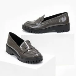 Flash Sale 🔔 Loafers λουστρίνι Estil - Γκρι 🥰 -Sneakers Κατάστημα loafers loustrini estil 108653 x4p4