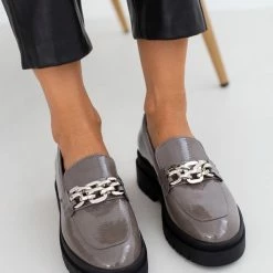 Τοπ 10 👏 Loafers λουστρίνι με αλυσίδα Tfp - Γκρι 🧨 -Sneakers Κατάστημα loafers loustrini me alusida tfp 108258 4ljd