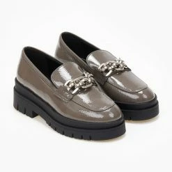 Τοπ 10 👏 Loafers λουστρίνι με αλυσίδα Tfp - Γκρι 🧨 -Sneakers Κατάστημα loafers loustrini me alusida tfp 108258 vmme