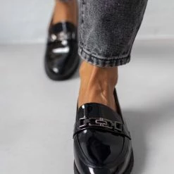 Ολοκαίνουργιο 🔥 The Fashion Project Loafers λουστρίνι με μικρά Strass - Μαύρο 🤩 -Sneakers Κατάστημα loafers loustrini me mikra strass 109090 lur1