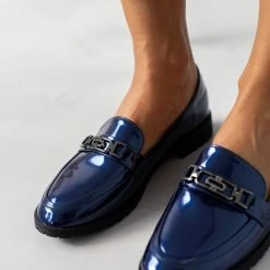 Ολοκαίνουργιο 😍 The Fashion Project Loafers λουστρίνι με μικρά Strass - Μπλε 🤩 -Sneakers Κατάστημα loafers loustrini me mikra strass 109091 sp4o