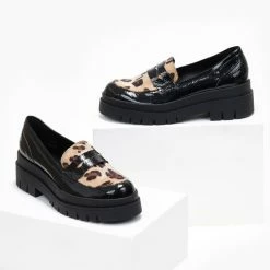 Φτηνός 👏 Loafers λουστρίνι με Pattern Estil - Μαύρο ✨ -Sneakers Κατάστημα loafers loustrini me pattern estil 108492 8w4c