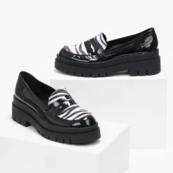 Τοπ 10 ✨ Loafers λουστρίνι με Pattern Estil - Λευκό/Μαύρο 😀 -Sneakers Κατάστημα loafers loustrini me pattern estil 108941 xn44