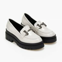 Εκπτωση ✨ Loafers λουστρίνι με ψηλή σόλα Estil - Μπεζ 😍 -Sneakers Κατάστημα loafers loustrini me psili sola estil 108624 sy0k