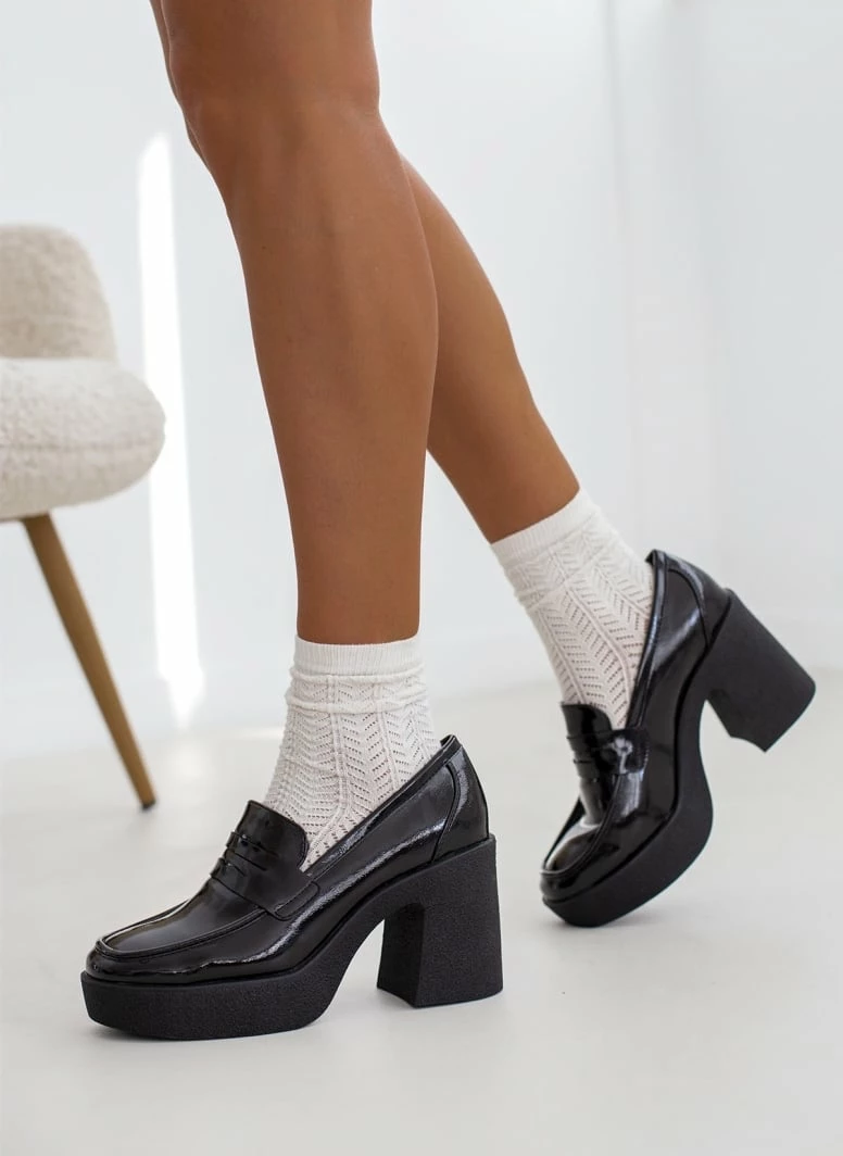 Το φθηνότερο 😍 The Fashion Project Loafers λουστρίνι με τακούνι - Μαύρο 👏 3 Το φθηνότερο 😍 The Fashion Project Loafers λουστρίνι με τακούνι - Μαύρο 👏