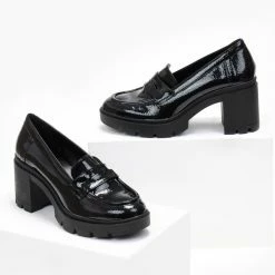 ΧΟΝΔΡΙΚΟ ΕΜΠΟΡΙΟ 🌟 Loafers λουστρίνι με τακούνι Estil - Μαύρο ⭐ -Sneakers Κατάστημα loafers loustrini me takouni estil 108762 ez1f