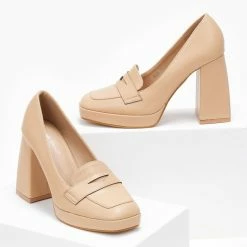 Νέος ✨ The Fashion Project Loafers με λεπτή φιάπα - Nude 😀 -Sneakers Κατάστημα loafers me lepti fiapa 108243 sunm