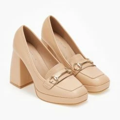 Αγορά 💯 The Fashion Project Loafers με μεταλλικό διακοσμητικό - Nude 🤩 -Sneakers Κατάστημα loafers me metalliko diakosmitiko 108239 z73l