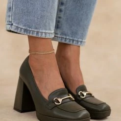 Κουπόνι 😍 The Fashion Project Loafers με μεταλλικό διακοσμητικό - Λαδί 🧨 -Sneakers Κατάστημα loafers me metalliko diakosmitiko 108240 jg0h