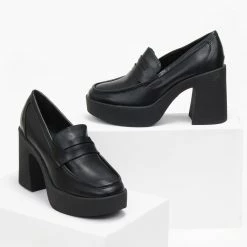 Τοπ 10 👏 The Fashion Project Loafers με τακούνι - Μαύρο ✨ -Sneakers Κατάστημα loafers me takouni 109088 2xlj