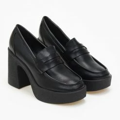 Τοπ 10 👏 The Fashion Project Loafers με τακούνι - Μαύρο ✨ -Sneakers Κατάστημα loafers me takouni 109088 b2yw