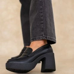 Τοπ 10 👏 The Fashion Project Loafers με τακούνι - Μαύρο ✨ -Sneakers Κατάστημα loafers me takouni 109088 m9wk