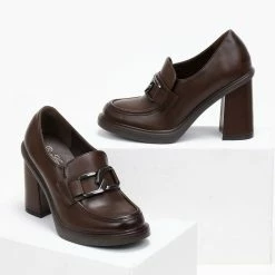 Συμφωνίες 🤩 The Fashion Project Loafers με τακούνι - Καφέ 💯 -Sneakers Κατάστημα loafers me takouni 109289 f6l9