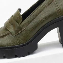 Εκπτωση ❤️ Loafers με τακούνι Estil - Λαδί 😀 -Sneakers Κατάστημα loafers me takouni estil 108971 i4xr