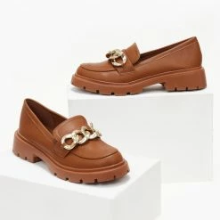 Εκπτωση ✨ The Fashion Project Loafers με χρυσή αλυσίδα - Ταμπά ⭐ -Sneakers Κατάστημα loafers me xrusi alusida 105647 0l2j