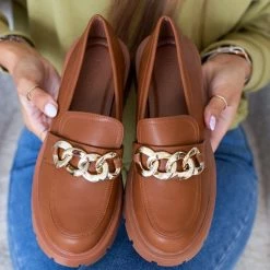 Εκπτωση ✨ The Fashion Project Loafers με χρυσή αλυσίδα - Ταμπά ⭐ -Sneakers Κατάστημα loafers me xrusi alusida 105647 g7w3