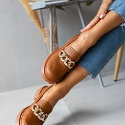 Εκπτωση ✨ The Fashion Project Loafers με χρυσή αλυσίδα - Ταμπά ⭐ -Sneakers Κατάστημα loafers me xrusi alusida 105647 t72h